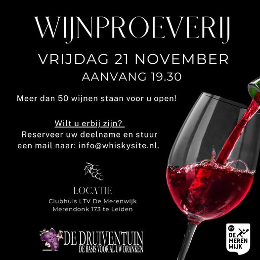 Druiventuin organiseert wijnproeverij